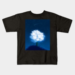 Nighttime Luminescent Glowing Tree Fantasy Scene - Beautiful Fireflies Anime Nature Kids T-Shirt